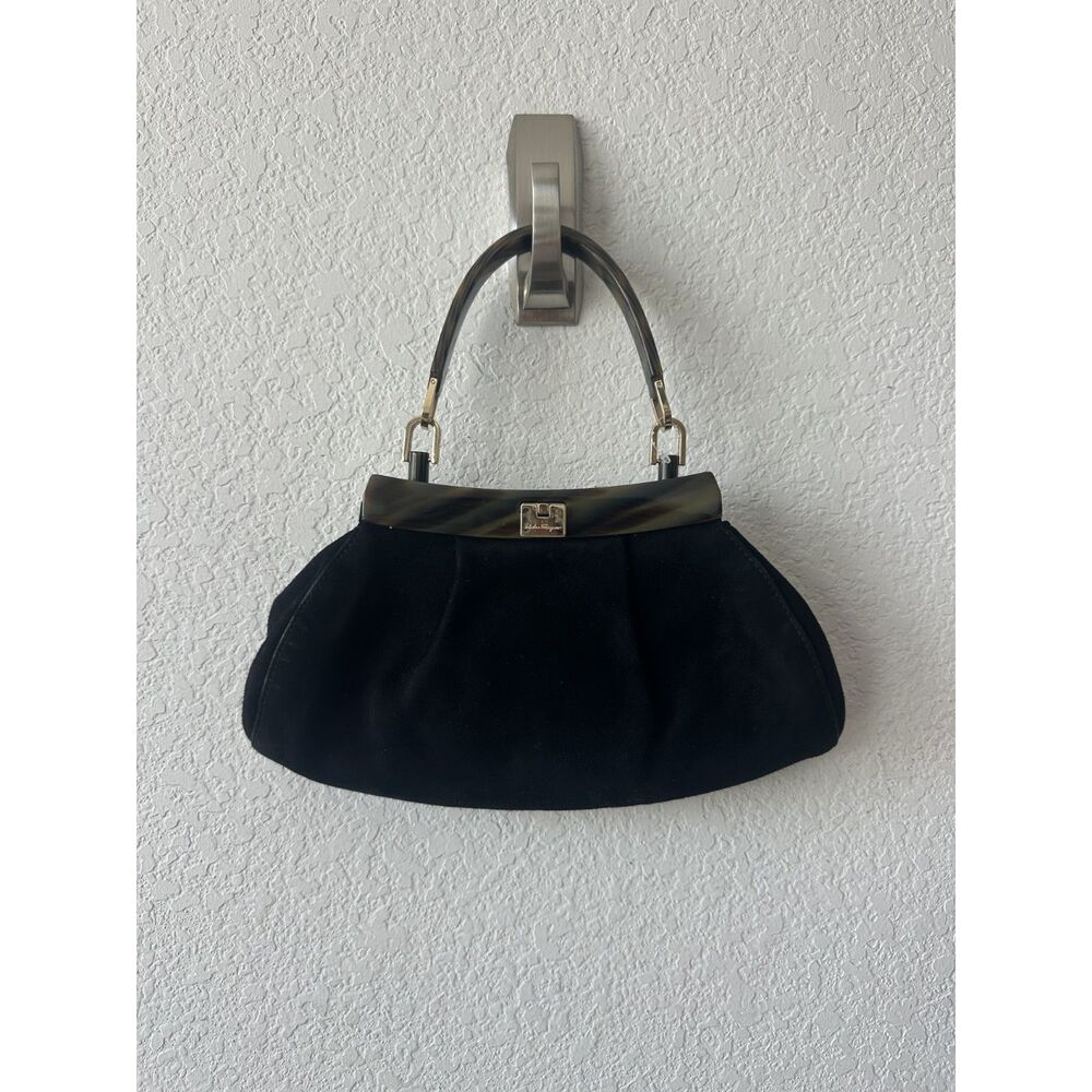 Salvatore Ferragamo  Leather Trim Suede Handle Bag
